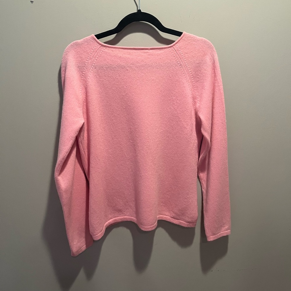 100% Pink Crew Cashmere Sweater - Picture 3 of 7